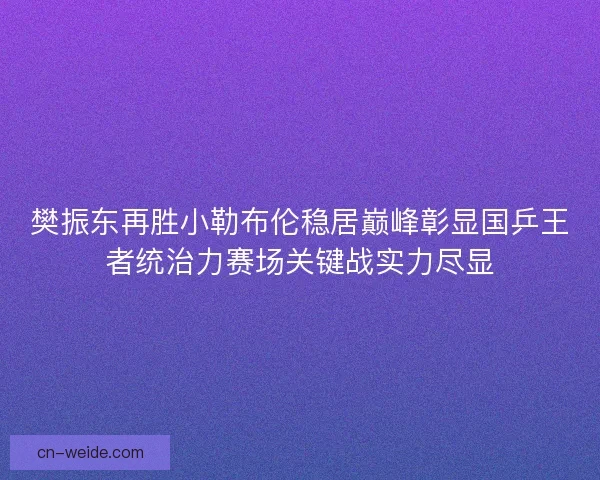 樊振东再胜小勒布伦稳居巅峰彰显国乒王者统治力赛场关键战实力尽显